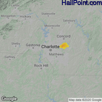 Hail Map for Charlotte, NC Region on August 31, 2020