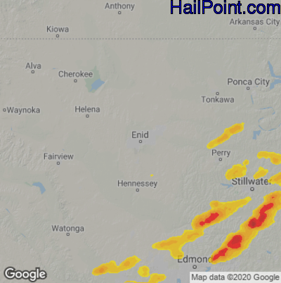 Hail Map for Enid, OK Region on August 31, 2020