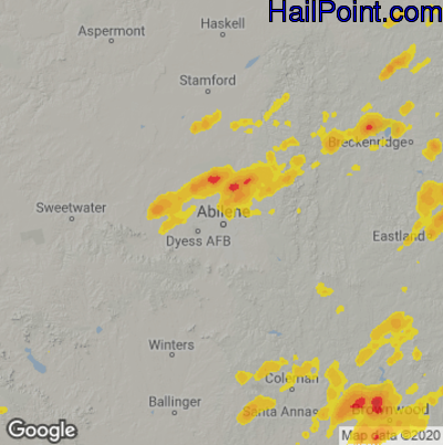Hail Map for Abilene, TX Region on September 1, 2020