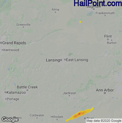 Hail Map for Lansing, MI Region on September 1, 2020 