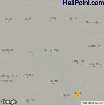 Hail Map for Garden City, KS Region on September 2, 2020 