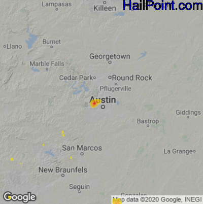 Hail Map for Austin, TX Region on September 3, 2020 