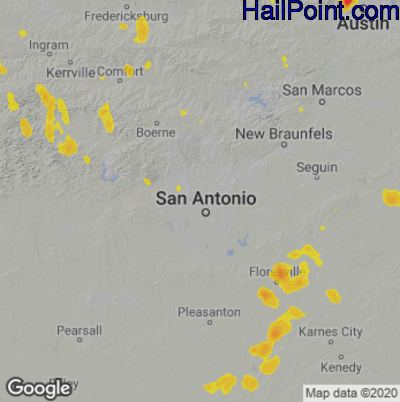Hail Map for San Antonio, TX Region on September 3, 2020 