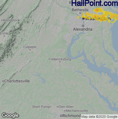 Hail Map for Fredericksburg, VA Region on September 3, 2020 