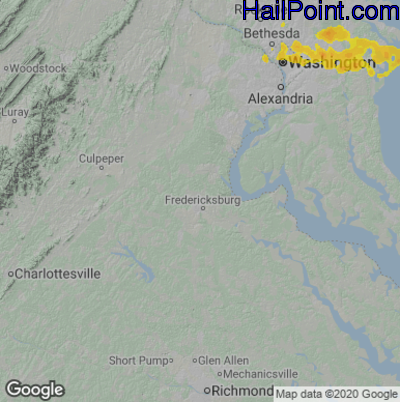 Hail Map for Fredericksburg, VA Region on September 3, 2020