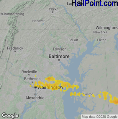 Hail Map for Baltimore, MD Region on September 3, 2020