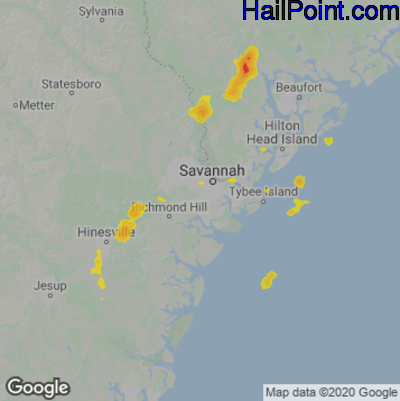 Hail Map for Savannah, GA Region on September 5, 2020