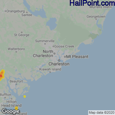 Hail Map for Charleston, SC Region on September 6, 2020
