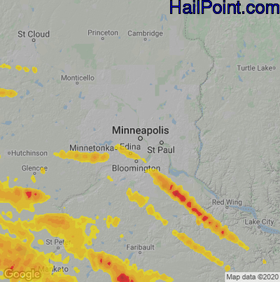 Hail Map for Minneapolis, MN Region on September 6, 2020