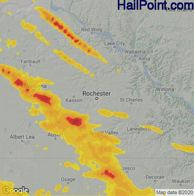 Hail Map for Rochester, MN Region on September 6, 2020