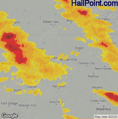 Hail Map for Mason City, IA Region on September 6, 2020