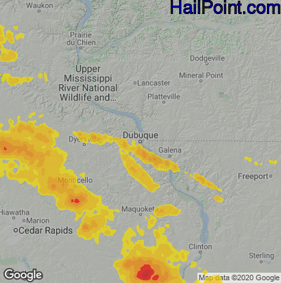 Hail Map for Dubuque, IA Region on September 6, 2020