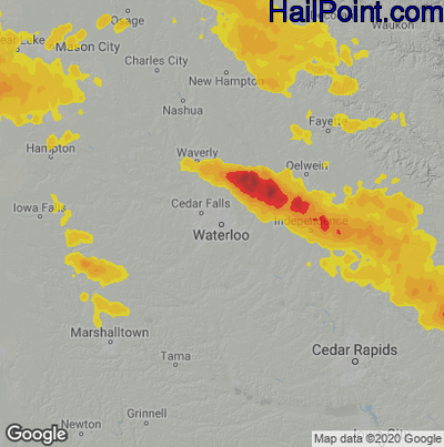 Hail Map for Waterloo, IA Region on September 6, 2020