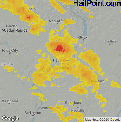 Hail Map for Davenport, IA Region on September 6, 2020