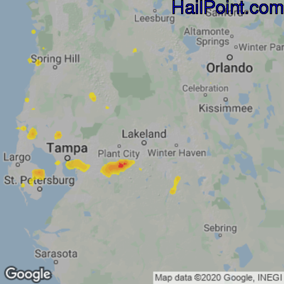 Hail Map for Lakeland, FL Region on September 6, 2020