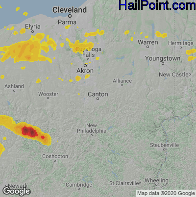 Hail Map for Canton, OH Region on September 7, 2020