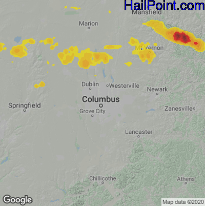 Hail Map for Columbus, OH Region on September 7, 2020