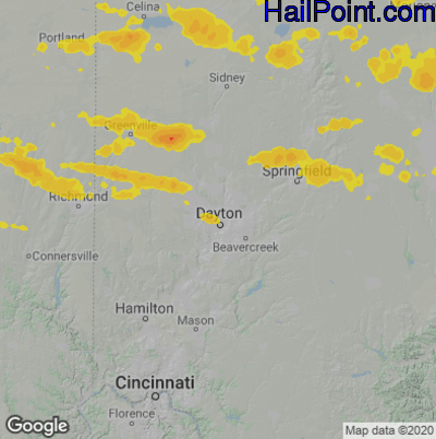 Hail Map for Dayton, OH Region on September 7, 2020