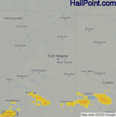 Hail Map for Fort Wayne, IN Region on September 8, 2020 