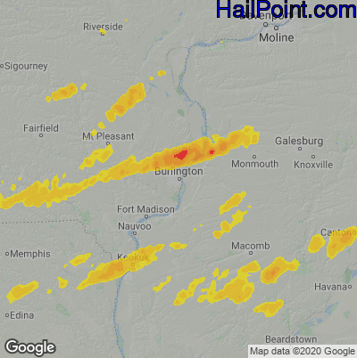 Hail Map for Burlington, IA Region on September 8, 2020