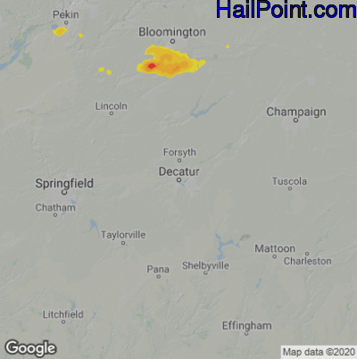 Hail Map for Decatur, IL Region on September 8, 2020 