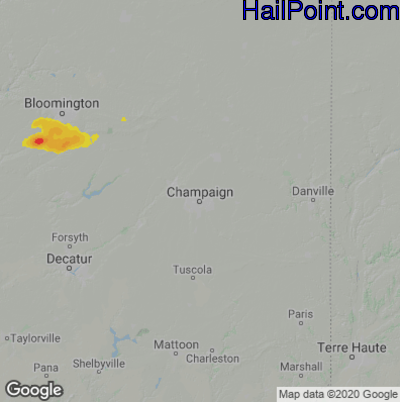 Hail Map for Champaign, IL Region on September 8, 2020