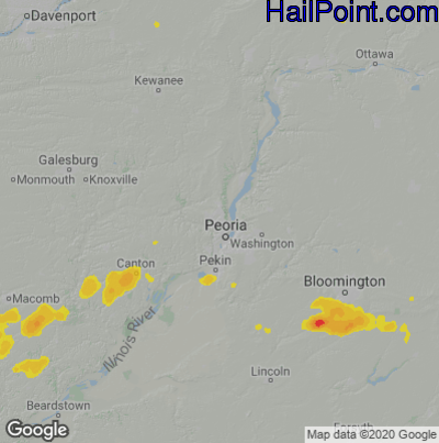 Hail Map for Peoria, IL Region on September 8, 2020