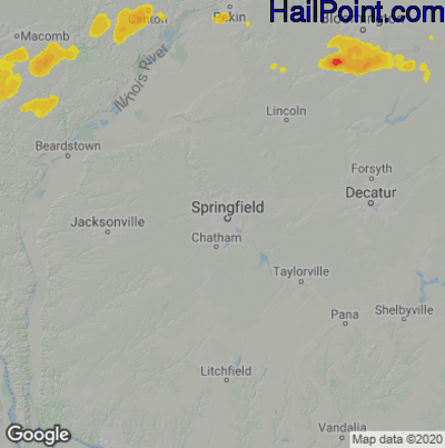 Hail Map for Springfield, IL Region on September 8, 2020