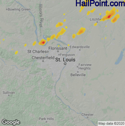 Hail Map for St. Louis, MO Region on September 8, 2020