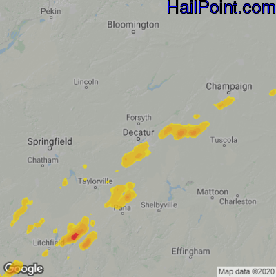 Hail Map for Decatur, IL Region on September 8, 2020