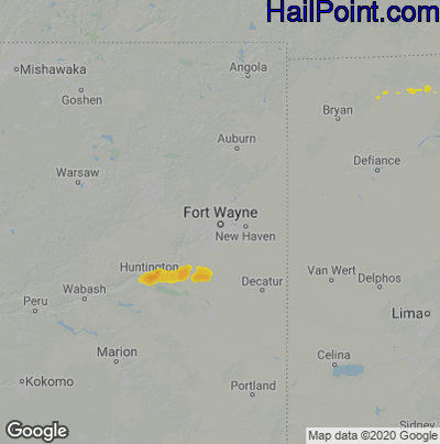 Hail Map for Fort Wayne, IN Region on September 8, 2020