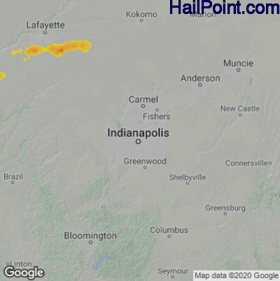 Hail Map for Indianapolis, IN Region on September 8, 2020