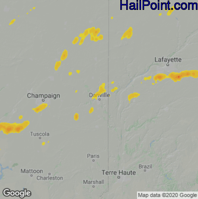 Hail Map for Danville, IL Region on September 8, 2020