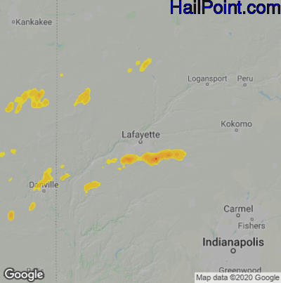 Hail Map for Layfette, IN Region on September 8, 2020