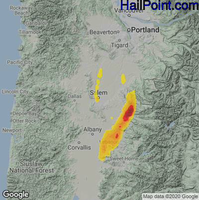 Hail Map for Salem, OR Region on September 18, 2020