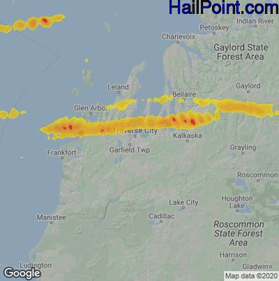 Hail Map for Traverse City, MI Region on September 26, 2020