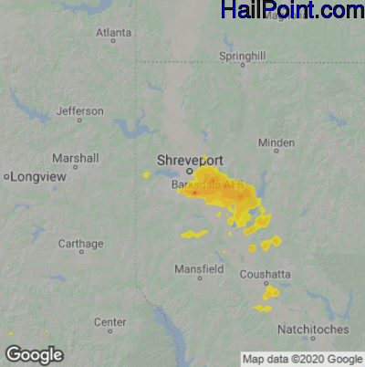 Hail Map for Shreveport, LA Region on September 28, 2020 