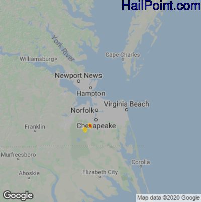 Hail Map for Norfolk, VA Region on October 10, 2020