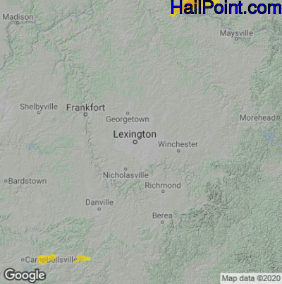 Hail Map for Lexington, KY Region on October 23, 2020