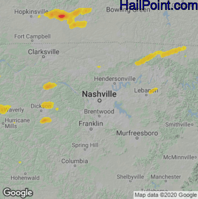 Hail Map for Nashville, TN Region on October 23, 2020