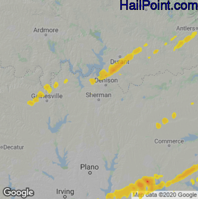 Hail Map for Sherman, TX Region on January 25, 2021