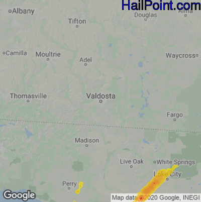 Hail Map for Valdosta, GA Region on February 15, 2021