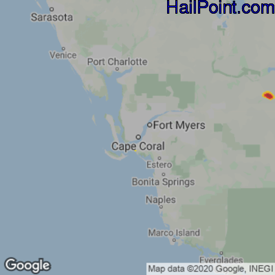 Hail Map for Cape Coral, FL Region on February 18, 2021 