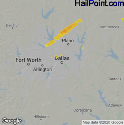 Hail Map for Dallas, TX Region on February 26, 2021