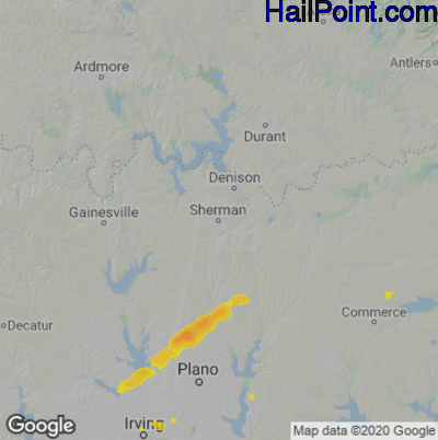 Hail Map for Sherman, TX Region on February 26, 2021