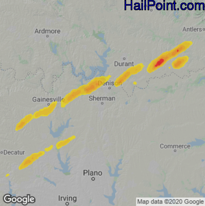 Hail Map for Sherman, TX Region on February 28, 2021