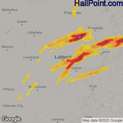 Hail Map for Lubbock, TX Region on March 12, 2021