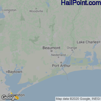 Hail Map for Beaumont, TX Region on March 16, 2021