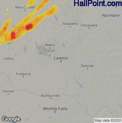 Hail Map for Lawton, OK Region on March 17, 2021