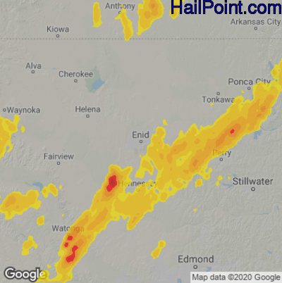 Hail Map for Enid, OK Region on March 17, 2021